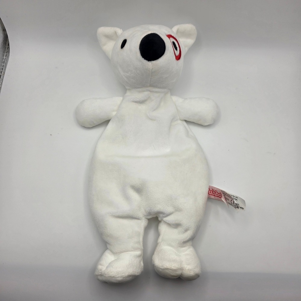 WubbaNub Target Bullseye Dog Plush Lovey White Red Mascot Security Toy No Paci